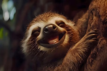 image 12 Funny animal facts for kids - sloth smiling